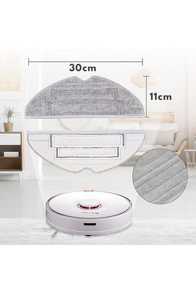 NewEvo Set of 4 x NewEvo full mop cloths, compatible with Xiaomi RoboRock S8, S8 Plus, Gray