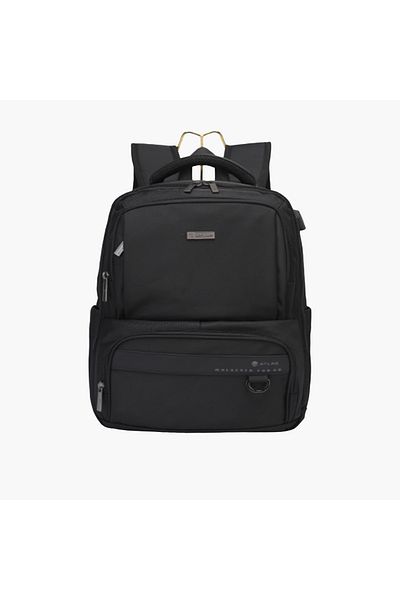 Atlas Logo Detail Backpack with Adjustable Straps and Zip Closure - 28x10x43 cms