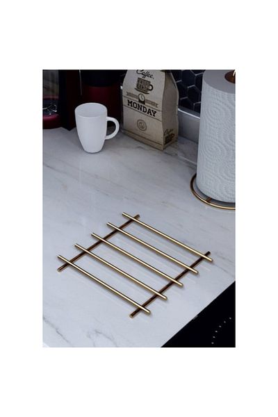COLLECTİON Fireproof Stainless Steel Tray Gold Color
