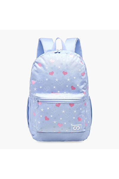 Sami Studio Heart Print 17-inch Backpack with Zip Closure - 43x28x13 cms