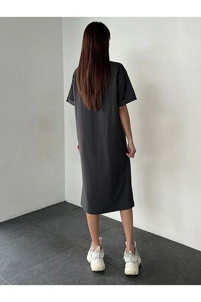 Koklonmoda Women's Minimalist Printed T-Shirt Crew Neck Dress/Tunic