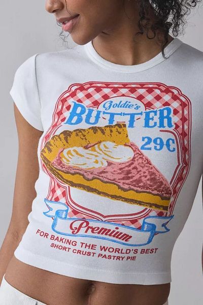 MAYDAY CULTURE White Baby Tee Top Waist Boy Crop T-Shirt Lycra Dtf Printed