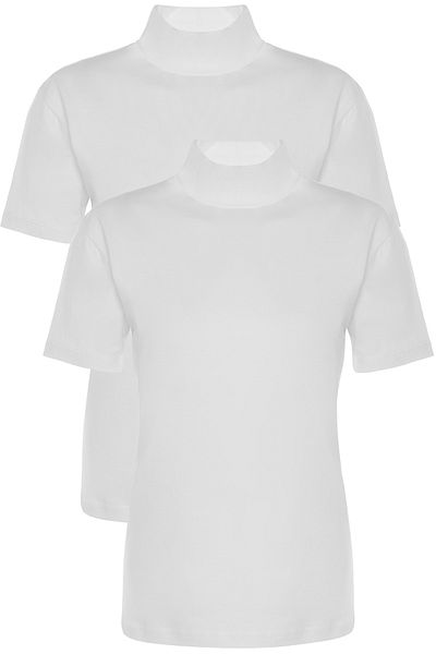 TOLIN Women's 2 Pack Short Sleeve Cotton Lycra Turtleneck 3257