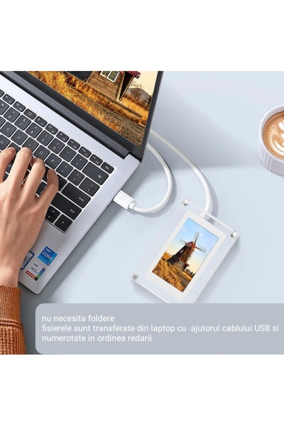 OEM Digital photo frame, photo/video playback, 5 inch screen, 360 rotation, 4 GB memory, 1200 mAh battery