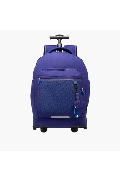 J World Textured 18-inch Trolley Backpack with Retractable Handle - 46x33x23 cms