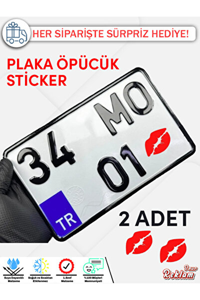 onurreklamonline Plaka Öpücük Sticker 4cm x 3cm 2 adet
