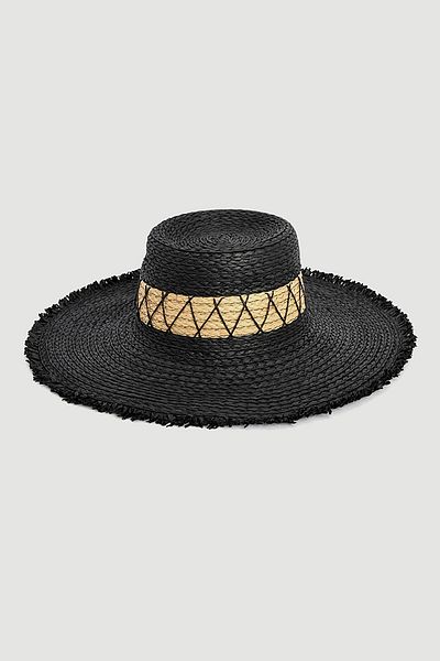 Neşeli Butik Women Black Straw Beach Hat Nbmht07