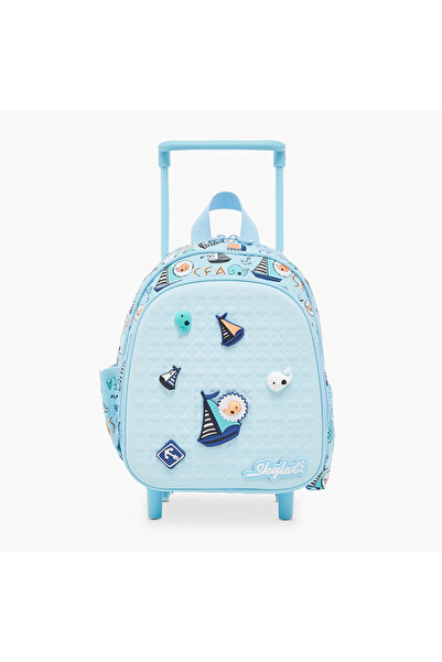 Skylar حقيبة ظهر بعجلات مطبوعة بطبعة بحرية مقاس 10 بوصات مع مقبض قابل للسحب -...