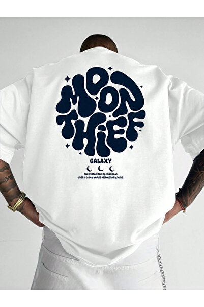 SVART WEAR Tricou Moon Thief cu imprimeu tricou supradimensionat alb