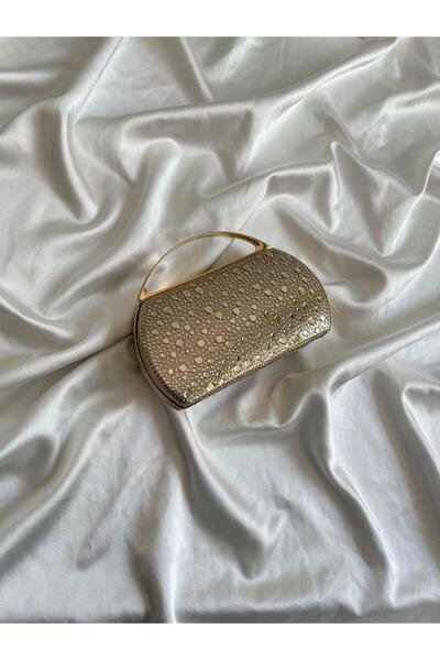 Mia Collection Βραδινό Φόρεμα Flore Μοντέλο Τσάντα Γάμου Αρραβώνα Χρυσή