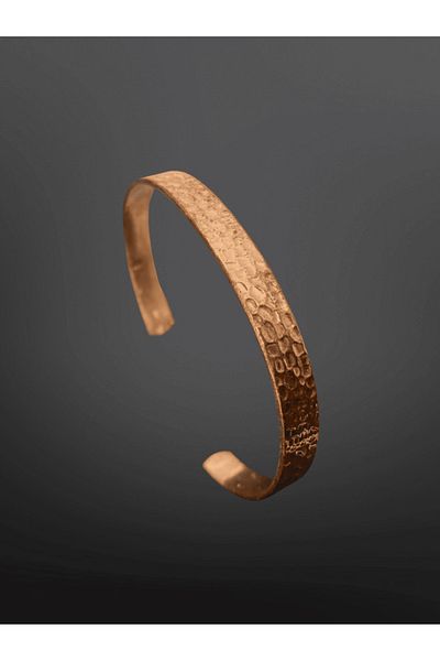 FM Antique Model Pattern Hammered Textured Shiny and Stylish Copper Bracelet |   Traditional Elegance