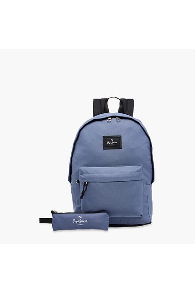 Pepe Jeans Aris Solid Backpack with Zip Closure and Pencil Pouch - 33x44x21 cms