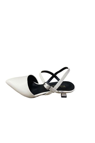 WHİTE LİNE Women's Open Back Closed Toe Short Goblet Heel Stiletto