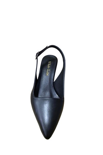 WHİTE LİNE Women's Open Back Closed Toe Short Thin Heel Stiletto