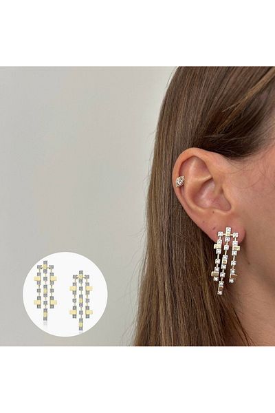 Finery by Nerrs Special Design Three Rows Earrings
