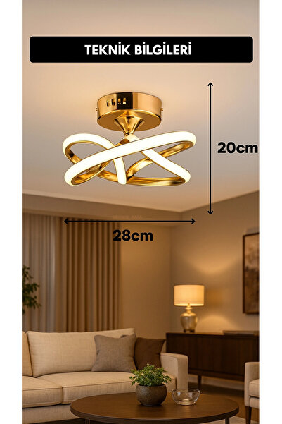 DECOOR MALL "Gold Kaplama Modern LED Plafonyer | Lüks ve Şık Avize Tasarımı | Salon & Mutfak & Yatak Odası İçin"