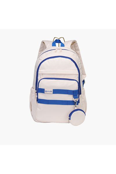 Atlas Logo Detail Backpack with Adjustable Straps and Detachable Pouch - 28x10x48 cms