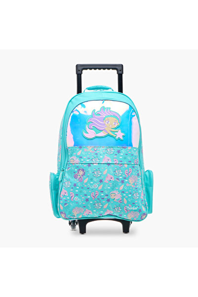 Toursun حقيبة ظهر بعجلات بطبعة حورية البحر مع مقبض قابل للسحب وعجلات - 35×18×...