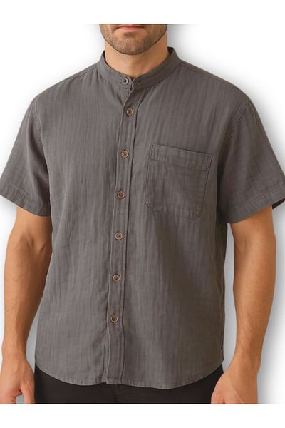 D1fference Ανδρικό πουκάμισο & Muslin Fabric Oversize καλοκαιρινό πουκάμισο