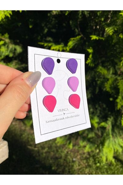 VIVINCA Handmade Polymer Clay Colorful Vibrant Lightweight Earrings - Trio of Pink