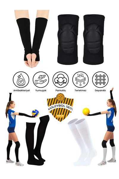 Bellanora Premium Volleyball Set – Knee Pad + Ellic + Volleyball Combed Cotton Anti-Slip Anti-Sweat Match Training Socks Set
