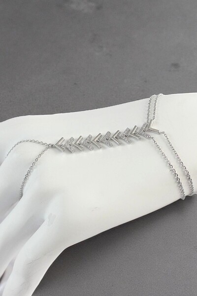 Pointmod Silver Color Zircon Stone V Model Women's Shahmeran