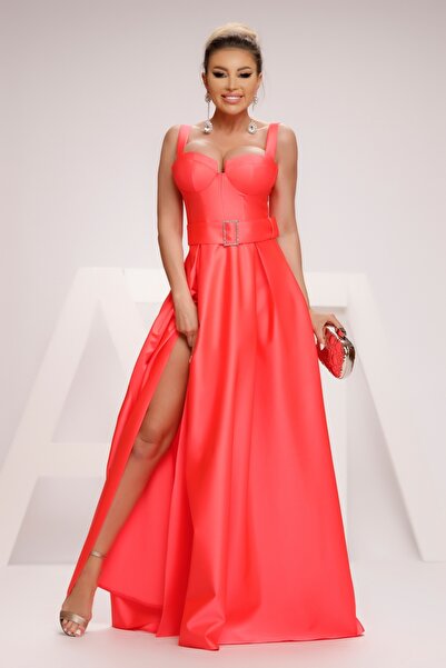 Atmosphere Fashion Rochie lungă roz neon