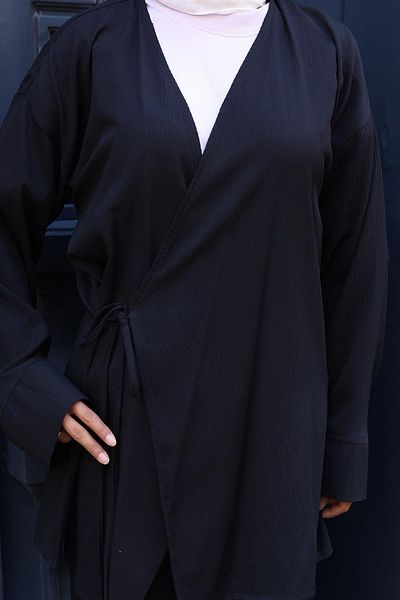 MİSSKAYLE Black kimono set with lace detail