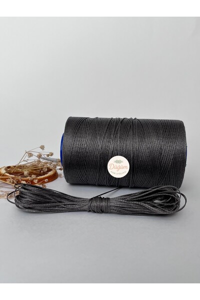 Düğüm Hobi Atölyesi 1 mm Koyu Gri 1 metre Saraç Mumlu İp Bileklik Halhal Kolye Deri Dikiş