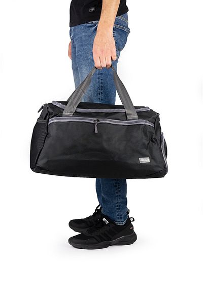 İMAKS Medium Size 52 cm Impertex Fabric Travel Sports Gym Fitness Beach Bag with Shoe Compartment Black D550