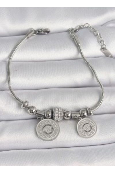 MBB ETİCARET 316L Steel Silver Color Tube Chain Locket Model Zircon Stone Detailed Women's Bracelet - Tj-Bb6654