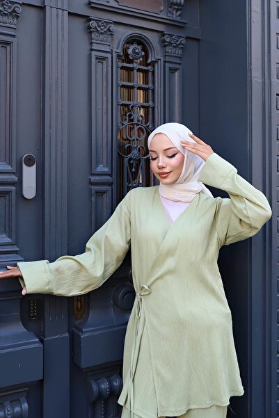 MİSSKAYLE Mint green kimono set with tie detail