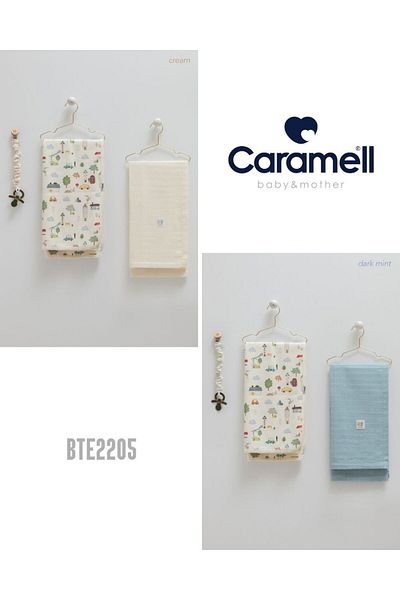 Caramell My Baby Beach 80X90 cm 1Pc Combed Cotton 1Pc Muslin Blanket 1Pc Pacifier Strap Set of 3 Boxed 2208