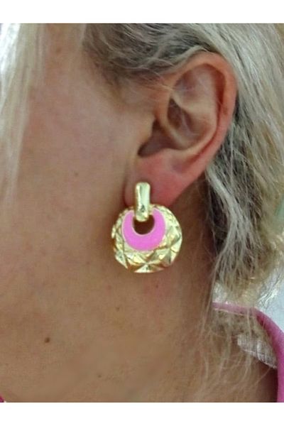 mos&more Pink Enamel Stylish Women's Earrings