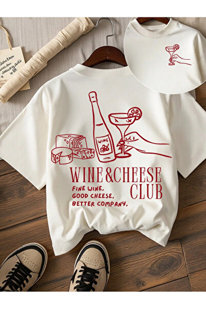 SVART WEAR Tricou Wine Cheese Club cu mânecă scurtă casual cu imprimeu tricou...