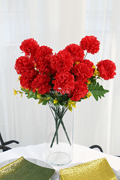 Yapay Çiçek Deposu Yapay Classic Kasımpatı Demeti 40 cm Kırmızı