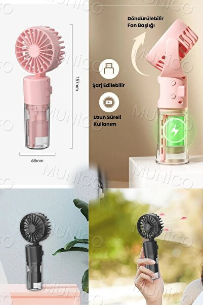 Munico Elle Tutulabilir Taşınabilir Buharlı Vantilatör Mini Fan 4 Hız Ayarı, ...