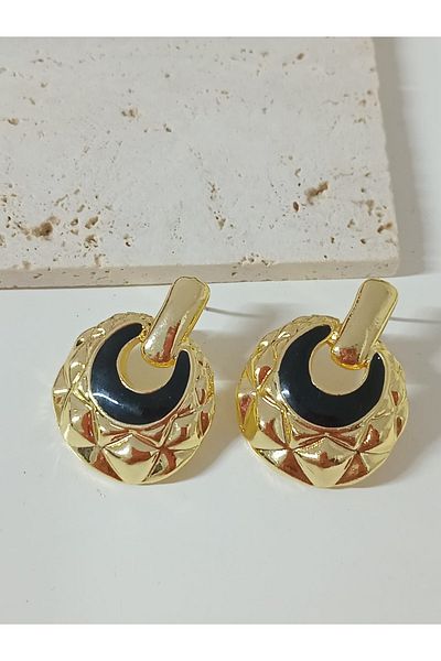 mos&more Black Enamel Stylish Women's Earrings