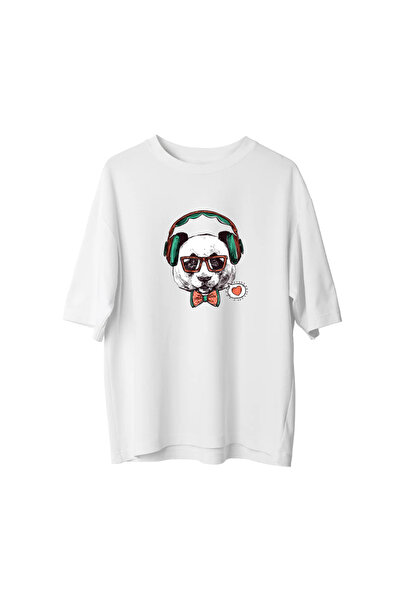 Koklonmoda Plus Size Unisex Panda Printed Oversize T-Shirt