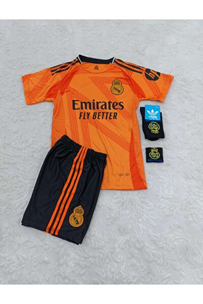 After Party Real Madrid 2024/25 Yeni Sezon Kylian Mbappe Deplasman Çocuk Forması 4 Lü Set (ARMALI) vs atlet AG