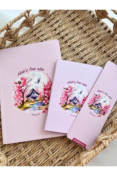 EMKSHOP Islamic Design Striped Notebook Notepad Bookmark Set Set (Verses Hadiths Are Placed on Each Page)