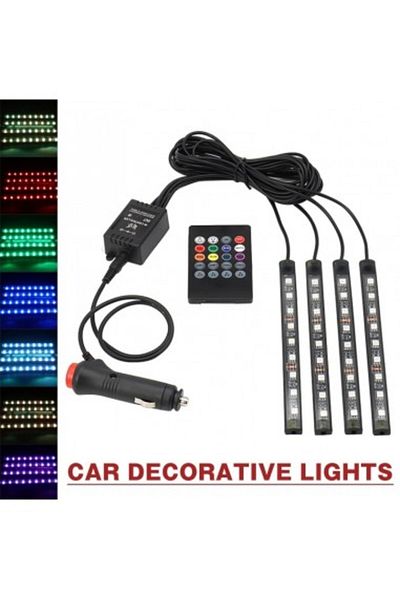Xenon Bright Kit 4 lumini ambientale RGB cu telecomandă, 12V, 9 LED-uri, 17 cm LAL-9
