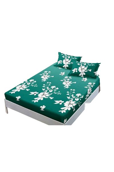 OEM Set cearșafuri și fețe de pernă, Finet, 3 piese, persoană individuală, 140x200cm, imprimeu floral, alb-emer