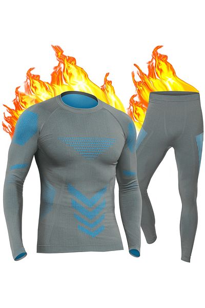 OEM Set lenjerie termica barbati UNIQUEBELLA, bluza maneca lunga + pantaloni, antibacterian, S-M INTL
