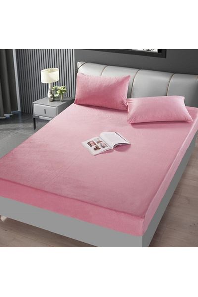 JOJO HOME Bed sheet and 2 pillowcases, Jojo Home, Velvet, 180x200cm, Pink