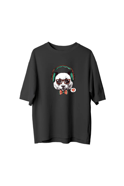 Koklonmoda Plus Size Unisex Panda Printed Oversize T-Shirt