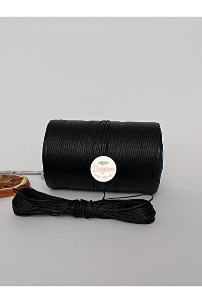 Düğüm Hobi Atölyesi 1 mm Siyah Renk 1 metre Saraç Mumlu İp Bileklik Halhal Ko...