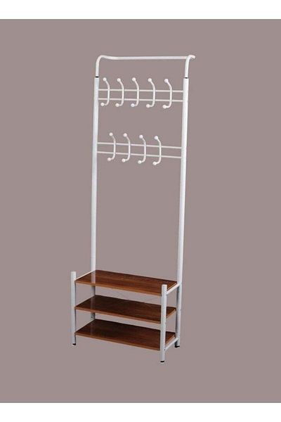 Generic White Metal Clothes Rack, Hanger, and Organizer with 3 Shelves