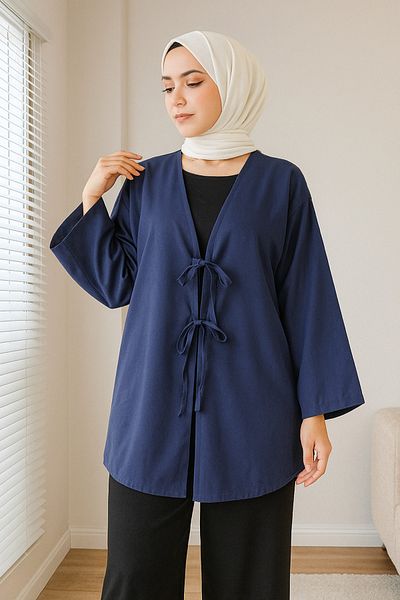 ZUZUQO Tie Front Kimono Tunic