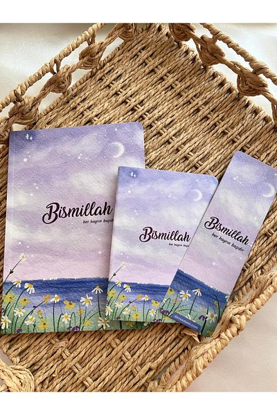 EMKSHOP Islamic Design Striped Notebook Notepad Bookmark Set Set (Verses Hadiths Are Placed on Each Page)